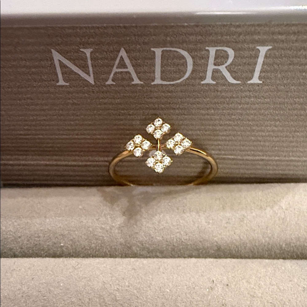 NADRI – 18K Gold Plated Windmill CZ Ring - Size 7